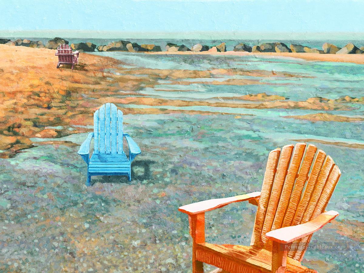chaise finale de plage Peintures à l'huile